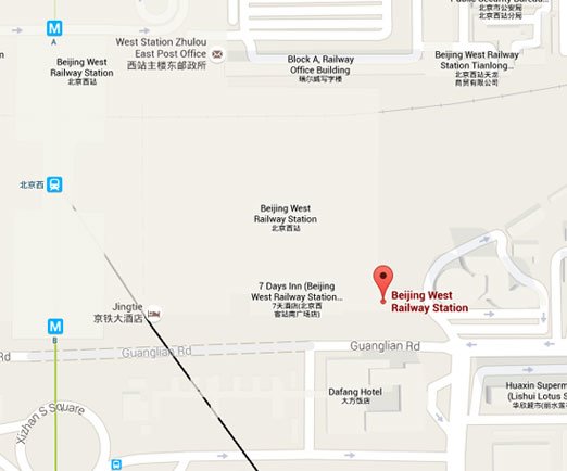 Beijing mapa- estación oeste de tren de beijing