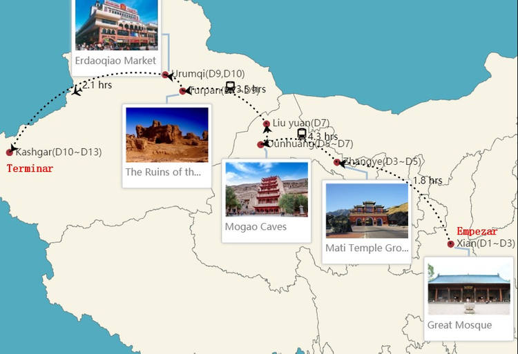 mapa de la ruta de seda